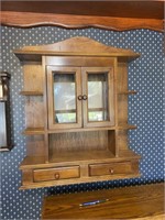 Hanging Wall Display Cabinet W/ Shelves & Drawers