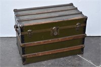 Antique Flat Top Steamer Trunk with Tray