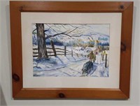 Framed watercolor 26 by 32