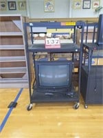 3-Tiered Electrical Metal Cart on Wheels w/ TV