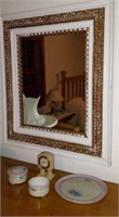 Nippon dresser dishes, German clock and mirror