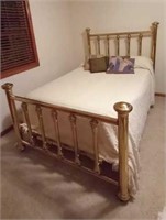 Full size brass bed with mattress, boxspring Etc