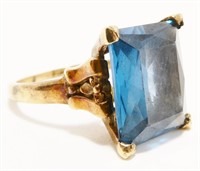10K Y Gold Blue Gemstone Ring Sz 7.75 5.7g