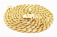 Long 20.5" 14K Y Gold Rope Chain Necklace 7g
