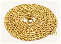 Long 10K Y Gold 20" Rope Necklace 1.3g