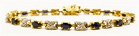 Gold over 925 Silver Gemstone Bracelet 7.25" 8.2g