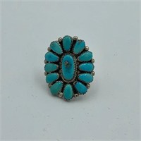 JW SIGNED STERLING SILVER TURQUOISE RING
