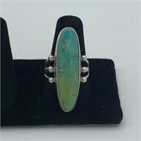 STERLING SILVER TURQUOISE RING SIZE 8.5 6g