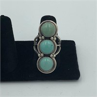 STERLING SILVER TURQUOISE RING SIZE 8 9g