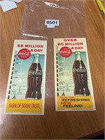 Lot of 2 Coca-Cola vintage advertising blotters