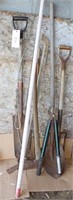 Long handle tools: Axe, spade, garden fork,