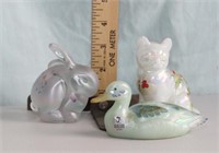 Fenton Art Glass Duck, Cat and Rabbit