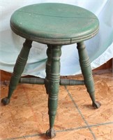 Ball and Claw foot piano stool, painted green