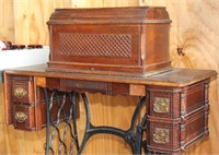 Singer box top treadle sewing machine in ornate