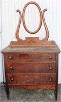 Antique oak dresser with mirror back