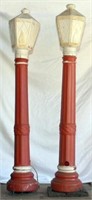 Pair blow mold lamp posts, 39"h