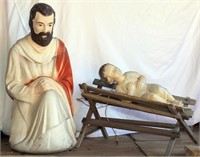 Joseph-27" and Baby Jesus in manger blow molds