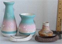 Red Feather and High Elk Sioux vases and