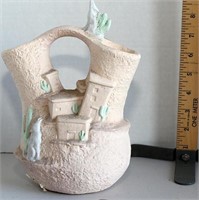 3 plaques and pottery wedding vase