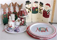 11 serving trays and various Christmas items