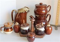 Asstd brown drip & other brown pottery