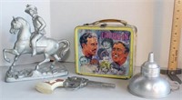 Laugh In Lunch Kettle; Clock top horse & rider