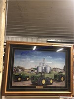 JOHN DEERE FARM SCENE FRAMED PICTURE, 23 X 31"