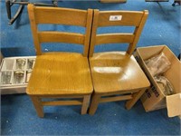 Two Wooden Child's Oak Chairs