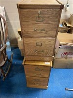 Two 2-Drawer Wooden File Cabinets