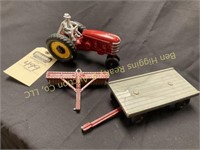 (3) Piece Hubley Set- Tractor, Wagon, Cultipacker
