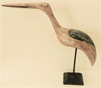 Lot #642 - Folk Art style carved Egret on stand