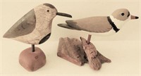 Lot #648 - (2) folk art style carved shorebirds