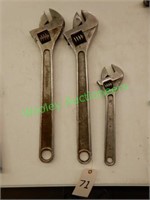 (3) Heavy Duty Adjustable Wrenches