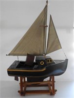 Lot #512 - Hand crafted wooden sailboat model