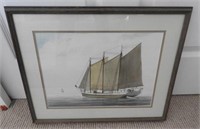 Lot #536 - Framed watercolor of the sailing