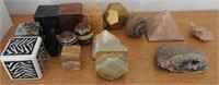 Lot #585 - Selection of geodes, stones, carved