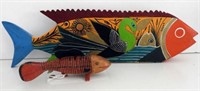 Lot #588 - (2) hand carved and painted fish 7"