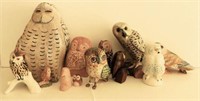 Lot #608 - Qty of owl figurines: hand carved