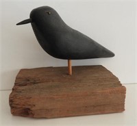 Lot #610 - Hand carved Black Bird on pedestal