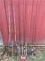 13 Fishing Poles & Tackle Box