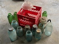 Misc. Jars & Plastic Milk Crate