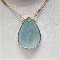 Certified14K  Aquamarine(44ct) Necklace