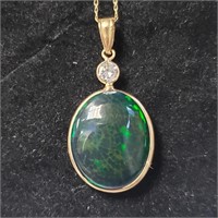 $1200  10/14K Enhanced Opal 20"(7ct) Diamond(0.2c