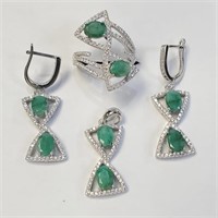 CertifiedSilver Emerald(8ct) Set