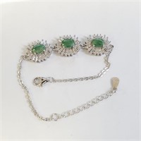 $500 Silver Emerald(3ct) Bracelet