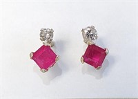 $500 10K  Ruby(0.44ct) Diamond(0.06ct) Earrings