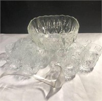 Glass Punch Bowl with 12 cups & Ladle