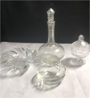 Clear Glass candy dishes & Decanter