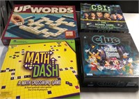 Board Games Disney Clue, CSI, UpWord, Mathdash