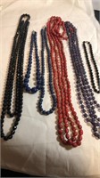 Costume jewelry bead necklaces